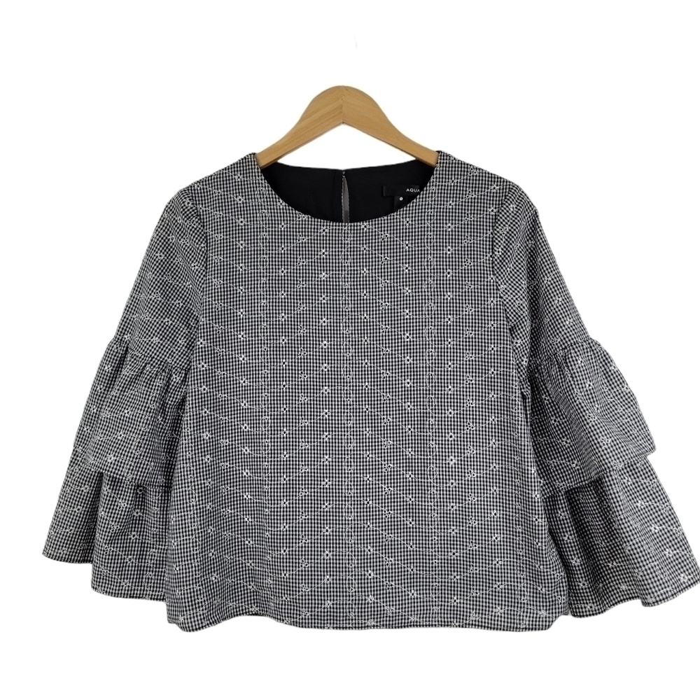 Aqua Gingham Check Blouse